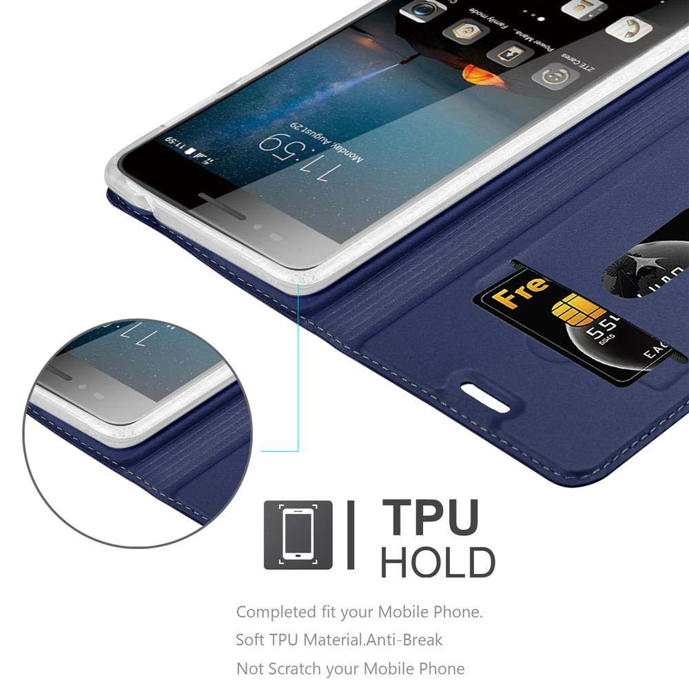 Ein Telefon in einem blauen Gehäuse mit Karte und einem Bildschirm mit Startbildschirm.