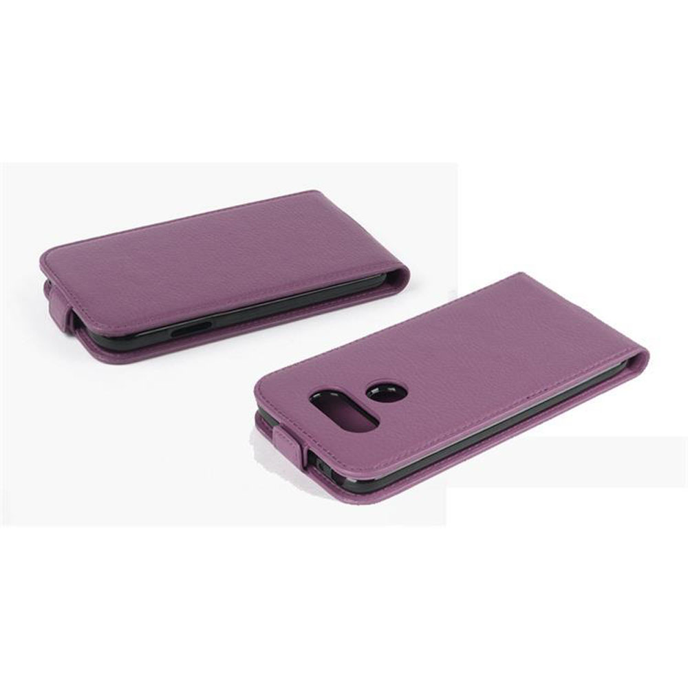 Due custodie per telefono viola. Una chiusa e l'altra aperta.