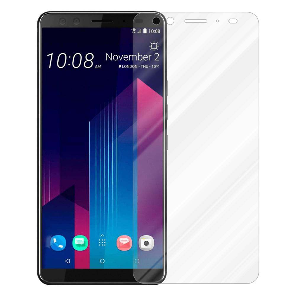 Uno smartphone con una protezione per lo schermo. Il telefono mostra l'ora e la data.