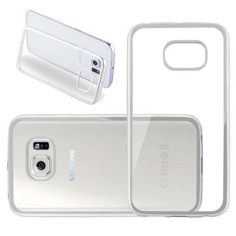 Tre custodie trasparenti e un telefono. Sono trasparenti e delineano il telefono.
