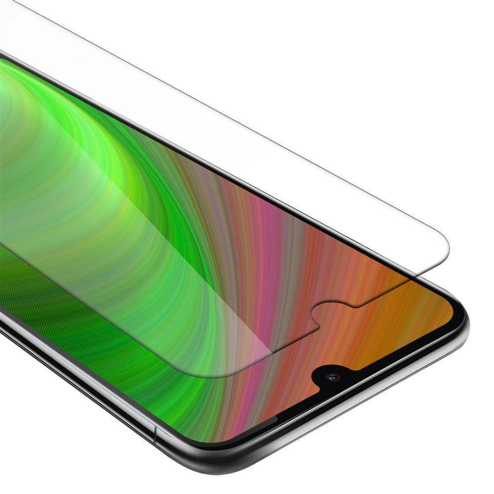 Una protezione per lo schermo è su un telefono. Lo schermo ha uno sfondo colorato.