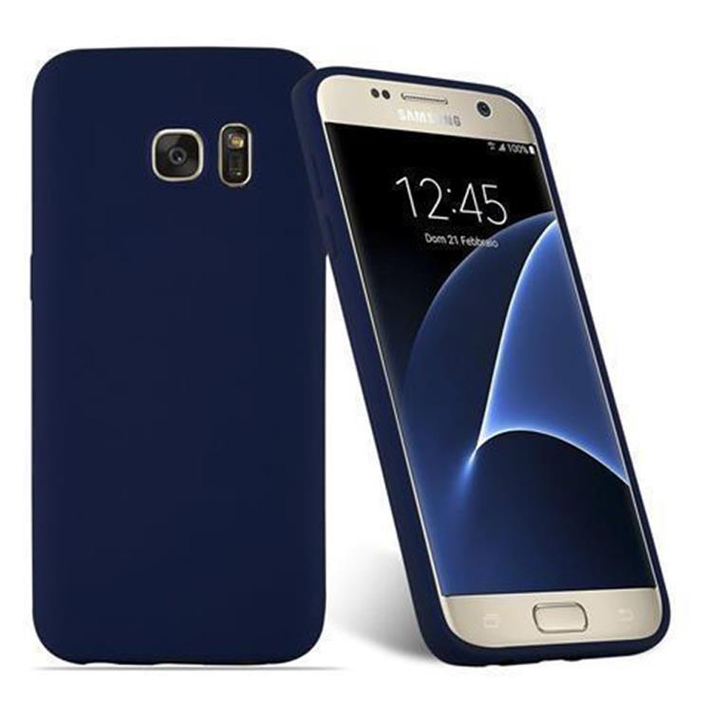 Custodia blu navy con un telefono dentro.