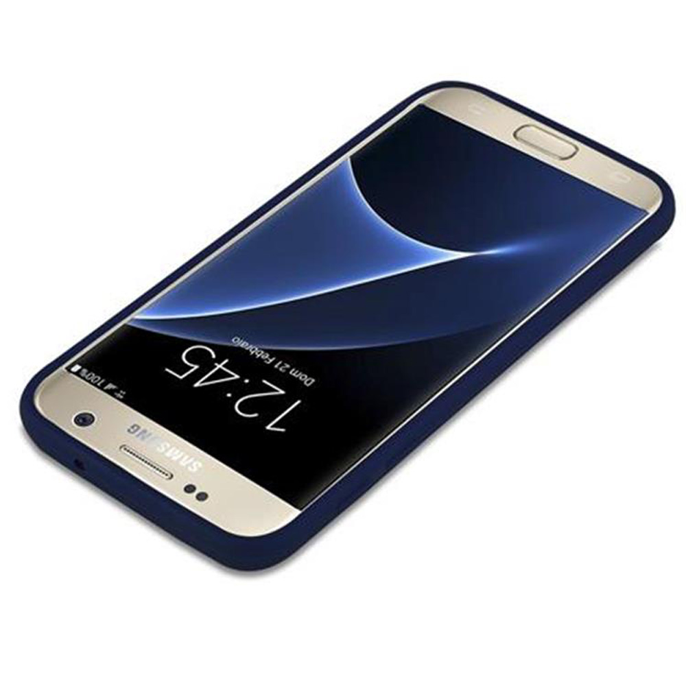 Una custodia per telefono oro e blu, con un telefono all'interno.