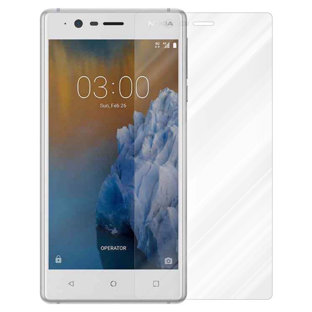 Telefono Nokia bianco con protezione schermo e ora 03:00.