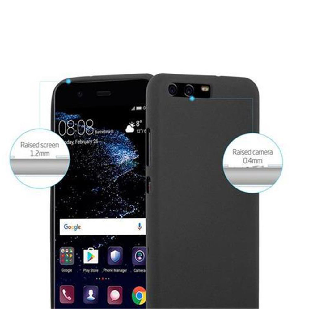 Due telefoni affiancati, uno in una custodia. Il telefono è nero. La custodia è nera. Entrambi hanno schermi.