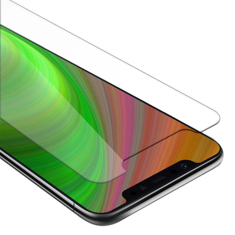 Primo piano dello schermo di un telefono con protezione applicata, mostra un'immagine colorata.