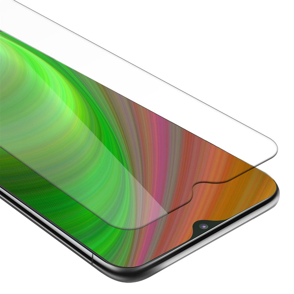 Uno schermo del telefono con una protezione per lo schermo sopra. Lo schermo è colorato.