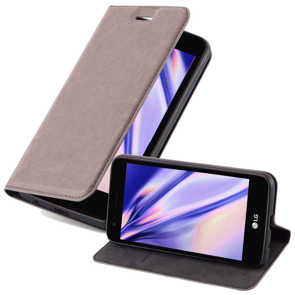 Dos teléfonos en funda gris. Uno abierto, el otro dentro. Ambos muestran pantallas.