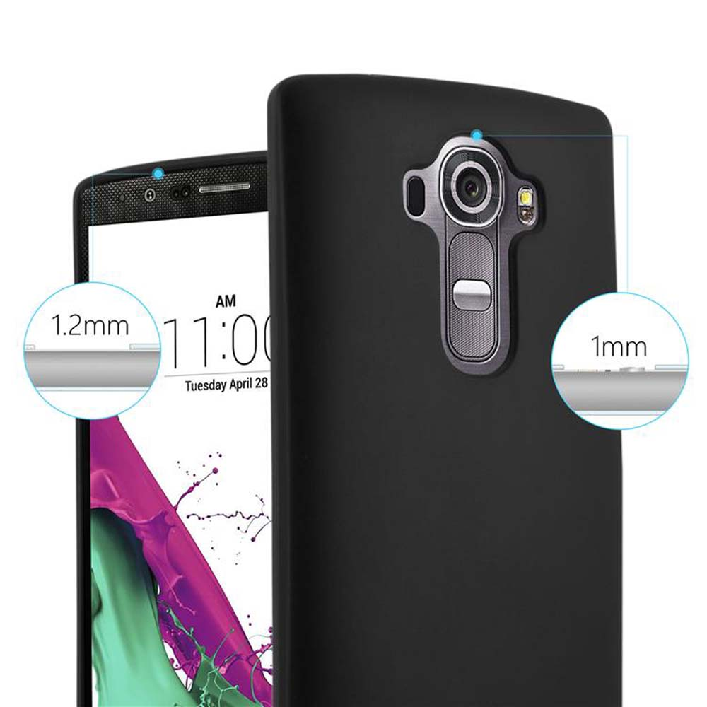 Primer plano de un teléfono con una funda negra. Muestra la cámara y los bordes de la pantalla.