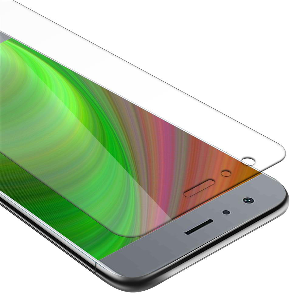 Schermo del telefono e protezione. Un telefono e una protezione fianco a fianco. Il telefono è grigio. La protezione è trasparente.