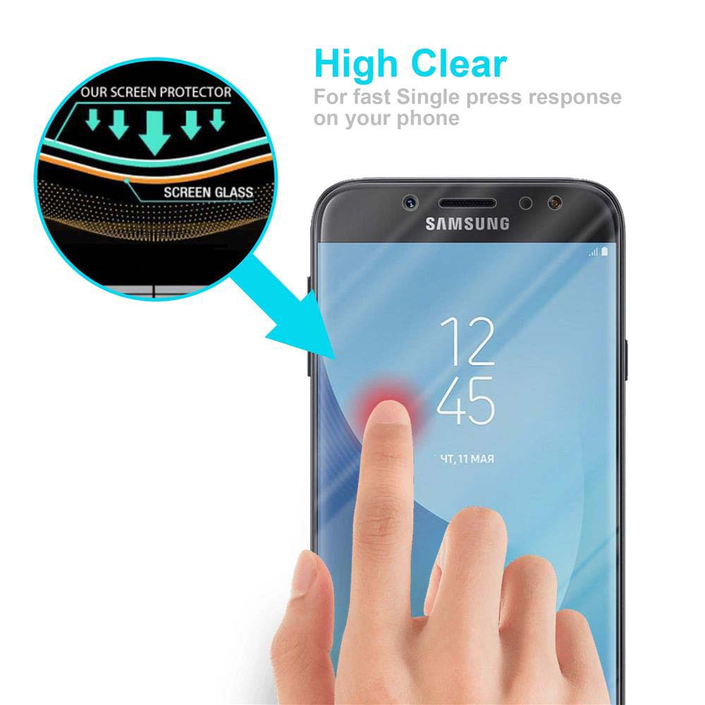 Un dito preme sullo schermo di un telefono con una protezione per lo schermo. Il testo indica una risposta rapida e un'elevata chiarezza.