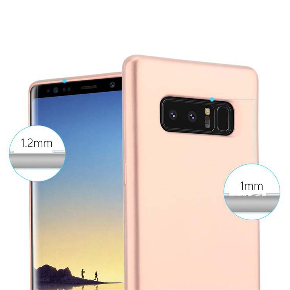 Custodia per telefono con un telefono all'interno e primi piani della fotocamera e delle misure.