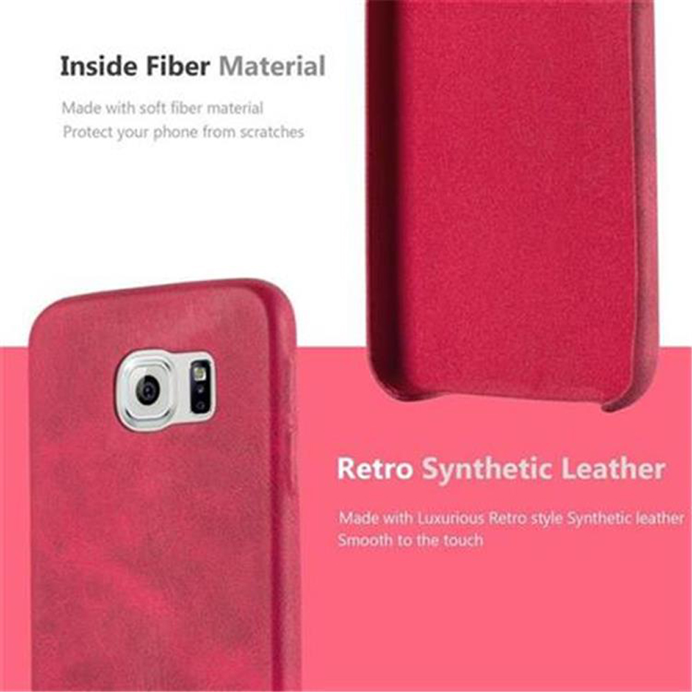 Due custodie rosse per telefono, con materiale interno in fibra e pelle sintetica retrò.