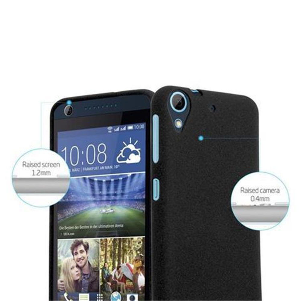 Telefono nero con custodia, mostra i dettagli posteriori e anteriori.