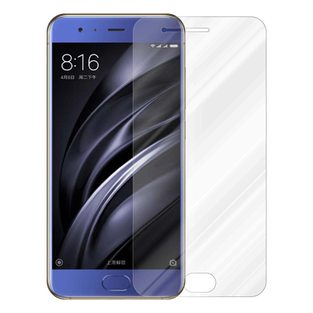 Telefono blu con protezione schermo, mostra ora e data. Sfondo bianco.
