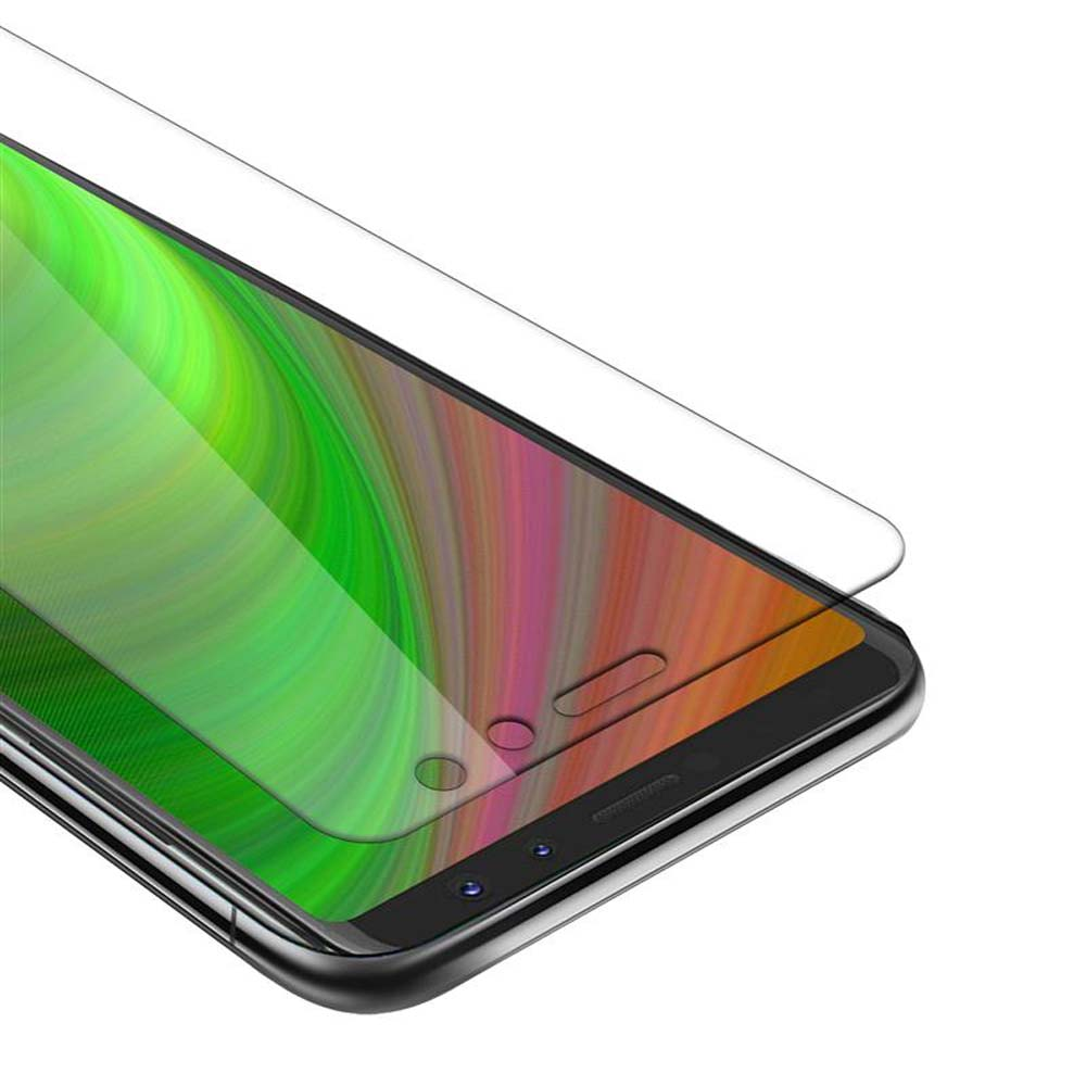 Smartphone con protezione schermo applicata. Il telefono è appoggiato su una superficie.