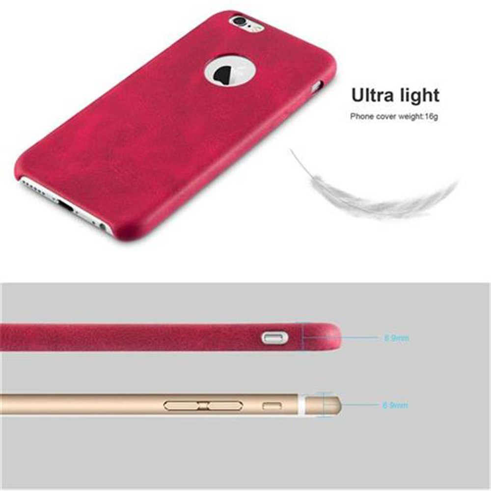 Custodia rossa con telefono. La custodia è su sfondo bianco. La custodia pesa 16g.
