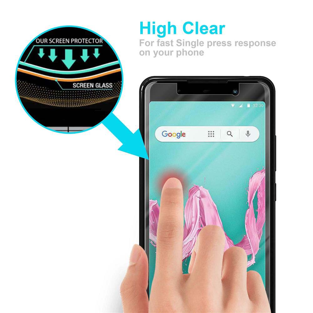 Schermo del telefono con dito che preme, con un design di protezione dello schermo.