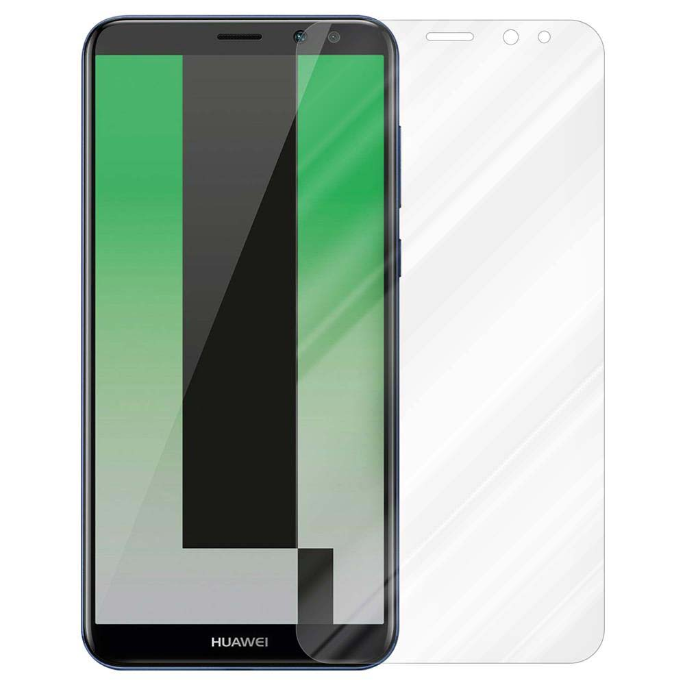 Un teléfono con protector de pantalla. El teléfono es azul y tiene un protector de pantalla transparente.