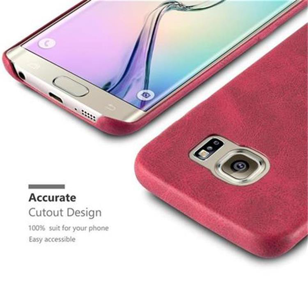 Custodia rossa con telefono dentro. Grafica del design preciso dei ritagli.