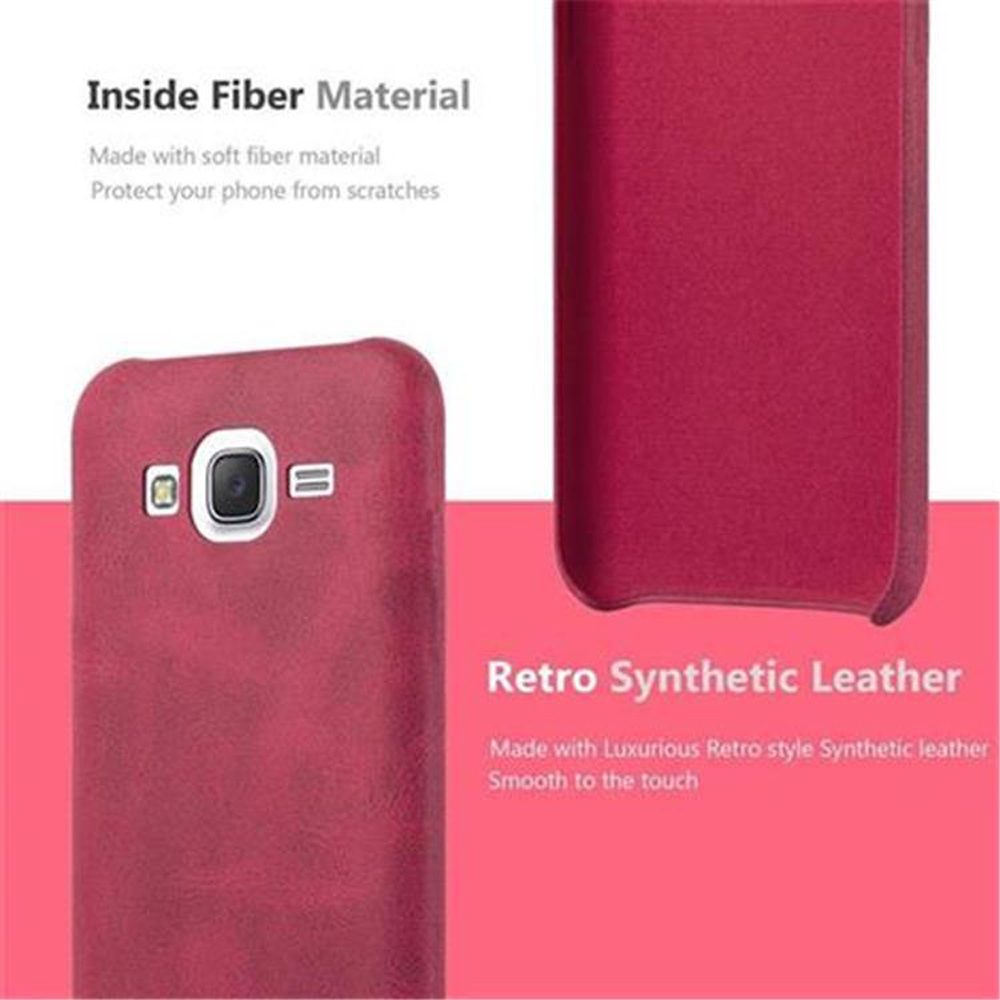 Due custodie per telefono, rosse. Il testo in alto recita Inside Fiber Material. Le custodie sono chiuse.