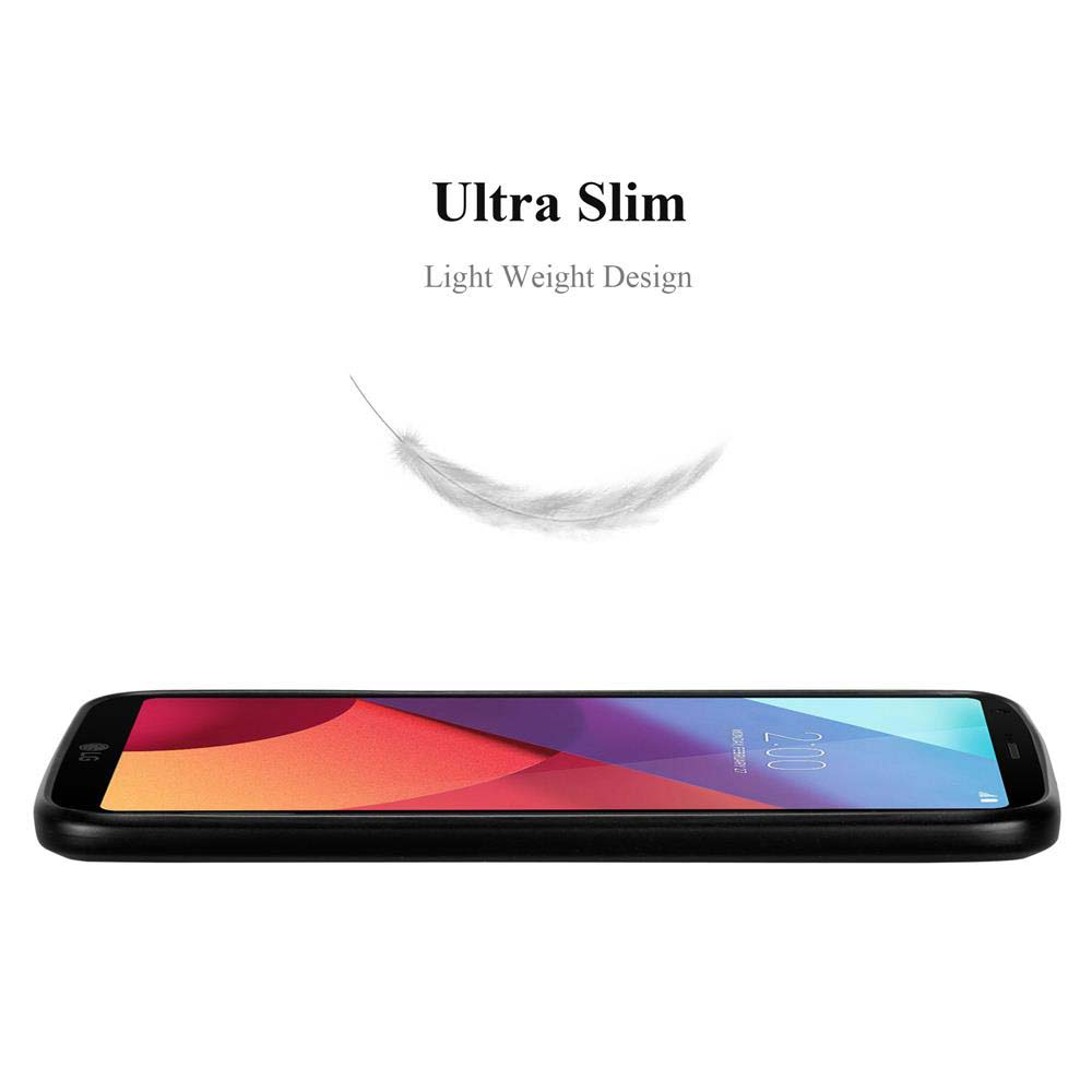 Custodia nera con testo 'Ultra Slim' e piuma su sfondo bianco.