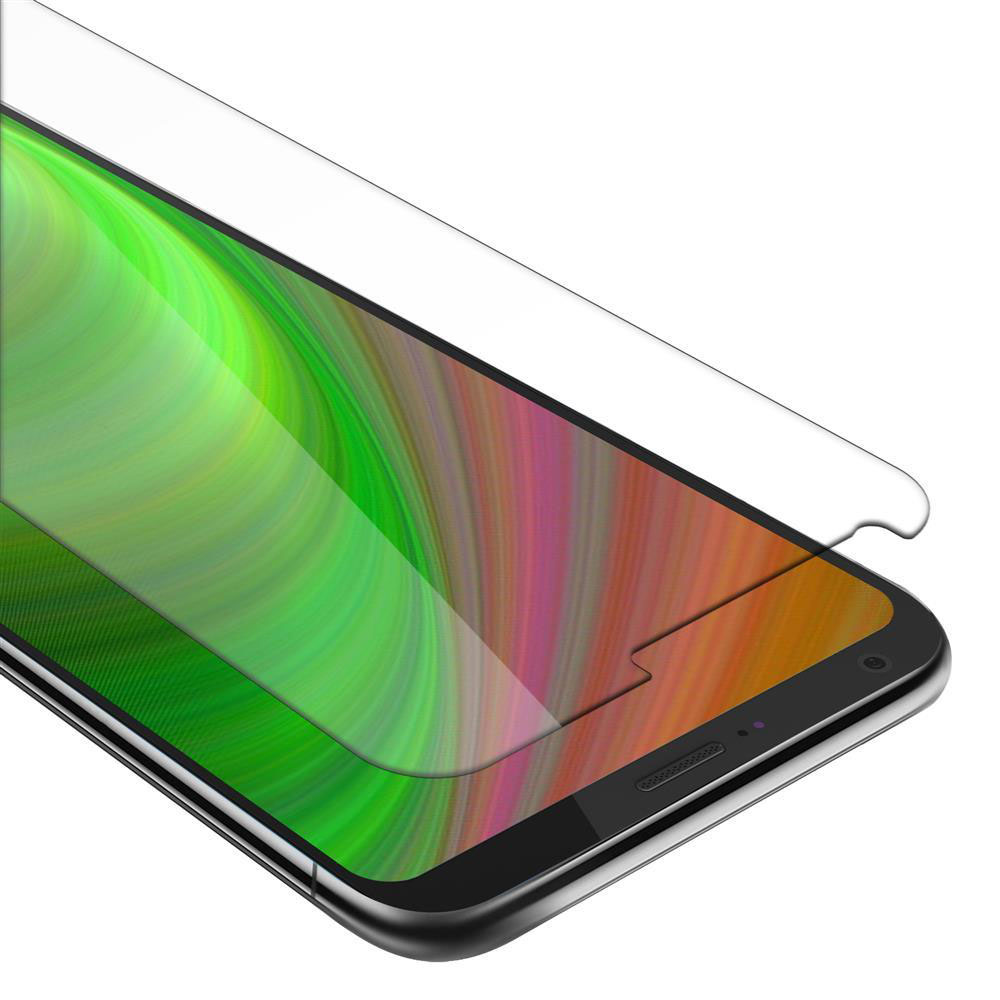 Un proteggi schermo per smartphone su un telefono. Il proteggi schermo è trasparente con un bordo scuro.