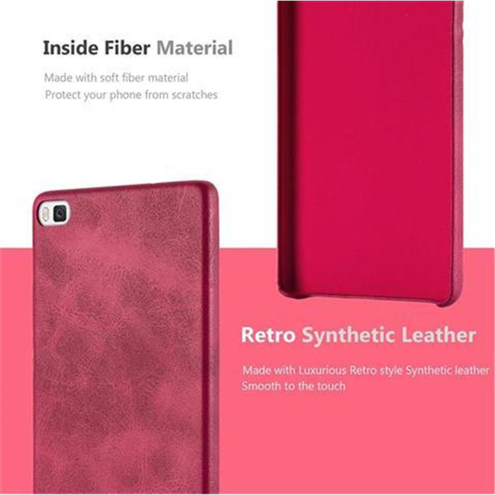 Due custodie rosse per telefono, con materiale interno in fibra e pelle sintetica retrò.