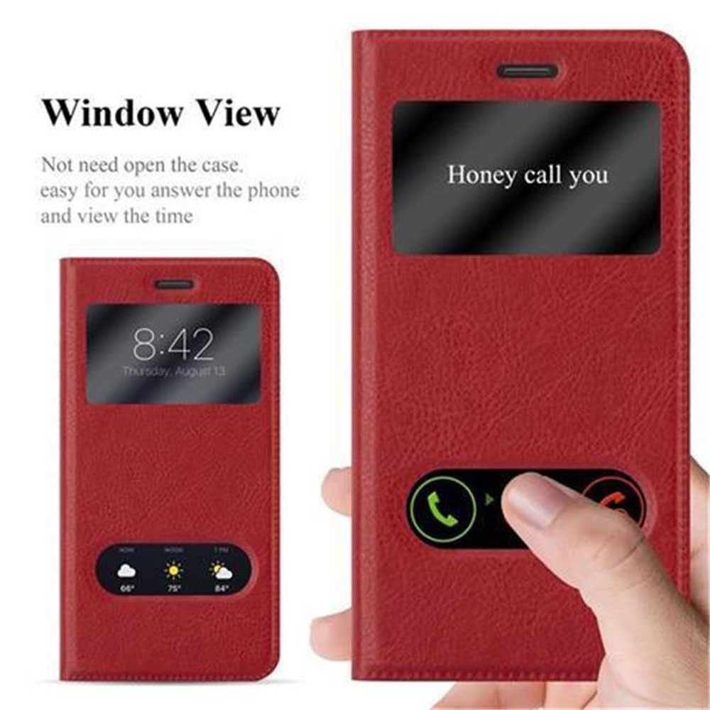 Vengono mostrate due custodie rosse per telefono, una aperta che mostra uno schermo con l'ora. Una mostra 'Honey call you'.