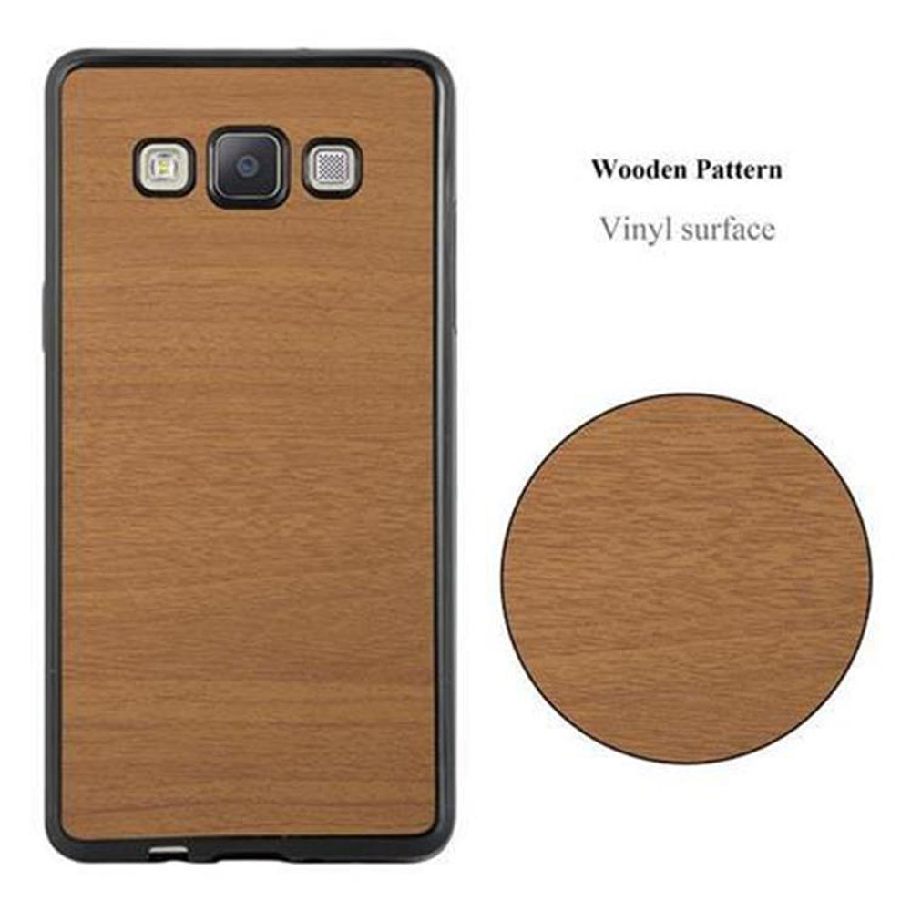 Telefonhülle, Holzmuster, mit einem Kreis aus Holzstruktur.