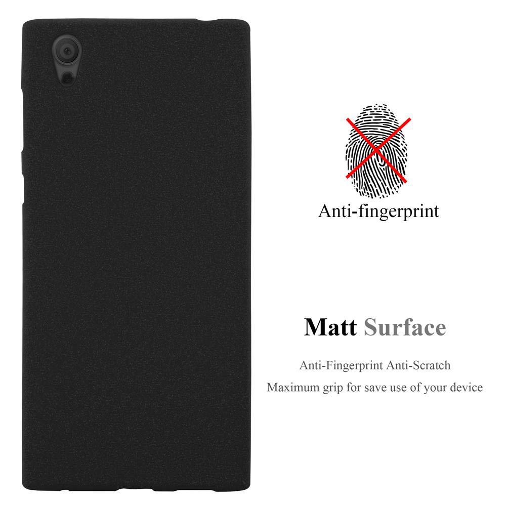 Custodia nera con icona anti-impronta. Testo: 'Matt Surface'.