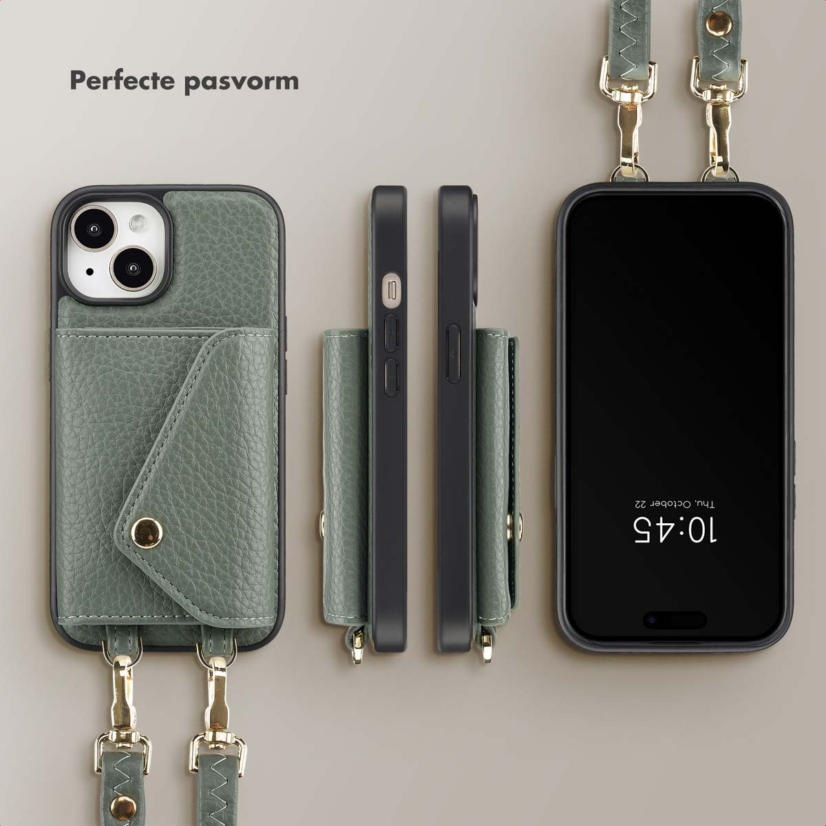 SELENCIA Sera Koordhoes met pashouder envelop geschikt voor iPhone 15 Phone case for Apple iPhone 15 Green