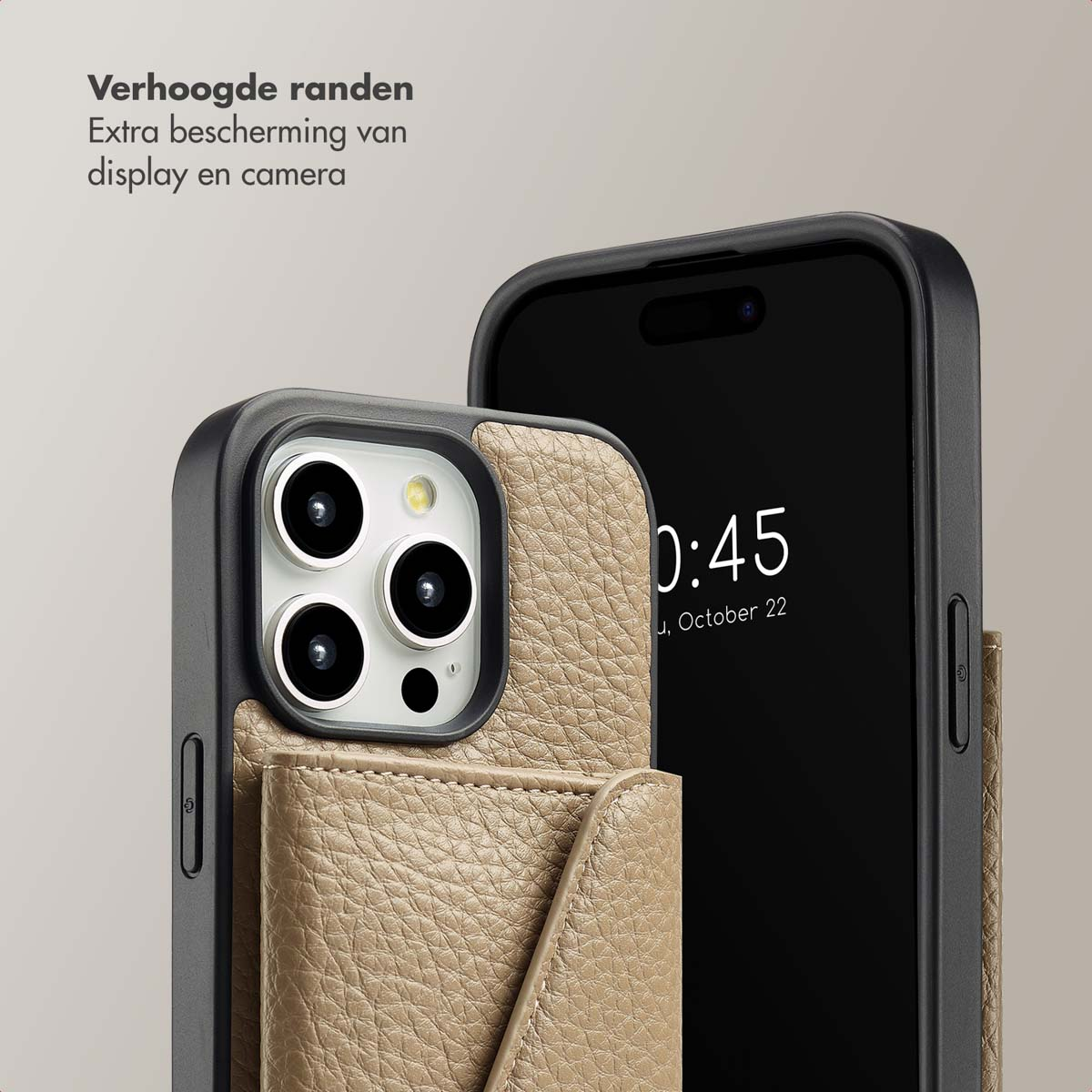 SELENCIA Sera Koordhoes met pashouder envelop - Geschikt voor Apple iPhone 14 Pro - Telefoonhoesje voor Apple iPhone 14 Pro Beige