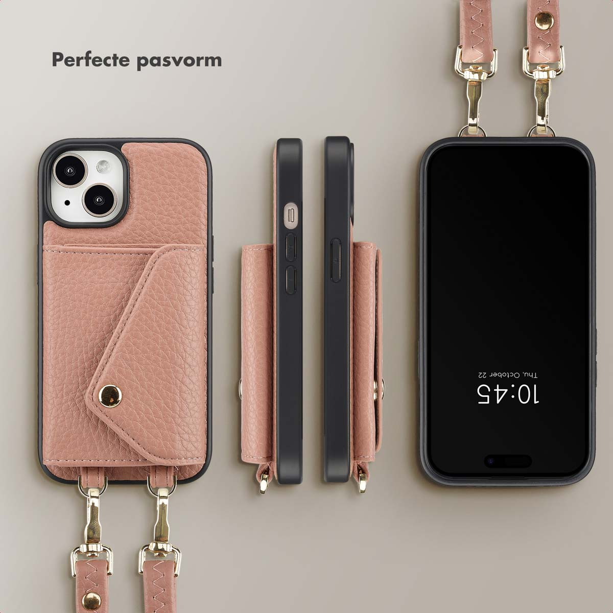 SELENCIA Sera Koordhoes met pashouder envelop geschikt voor iPhone 15 Phone case for Apple iPhone 15 Pink