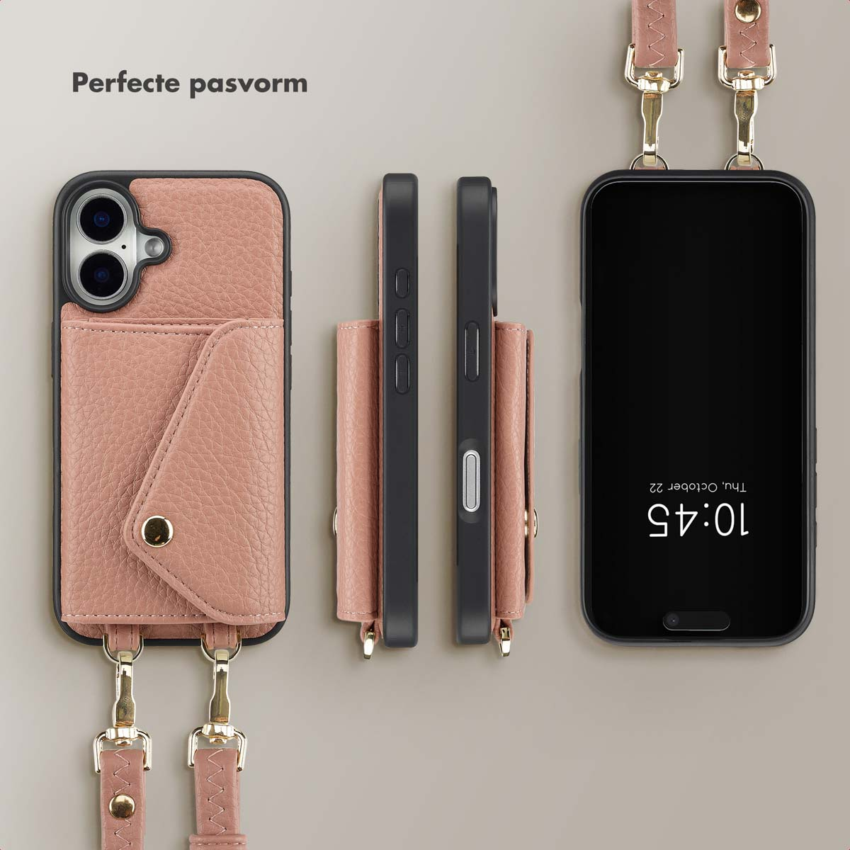 SELENCIA Sera Koordhoes met pashouder envelop - Geschikt voor Apple iPhone 16 - Telefoonhoesje voor Apple iPhone 16 Roze