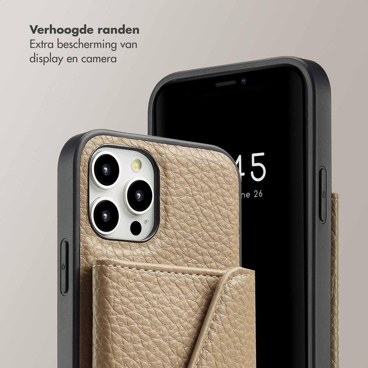 SELENCIA Coque avec lanière compatible avec iPhone 12/ iPhone 12 Pro Étui de Téléphone voor Apple iPhone 12/ iPhone 12 Pro Beige