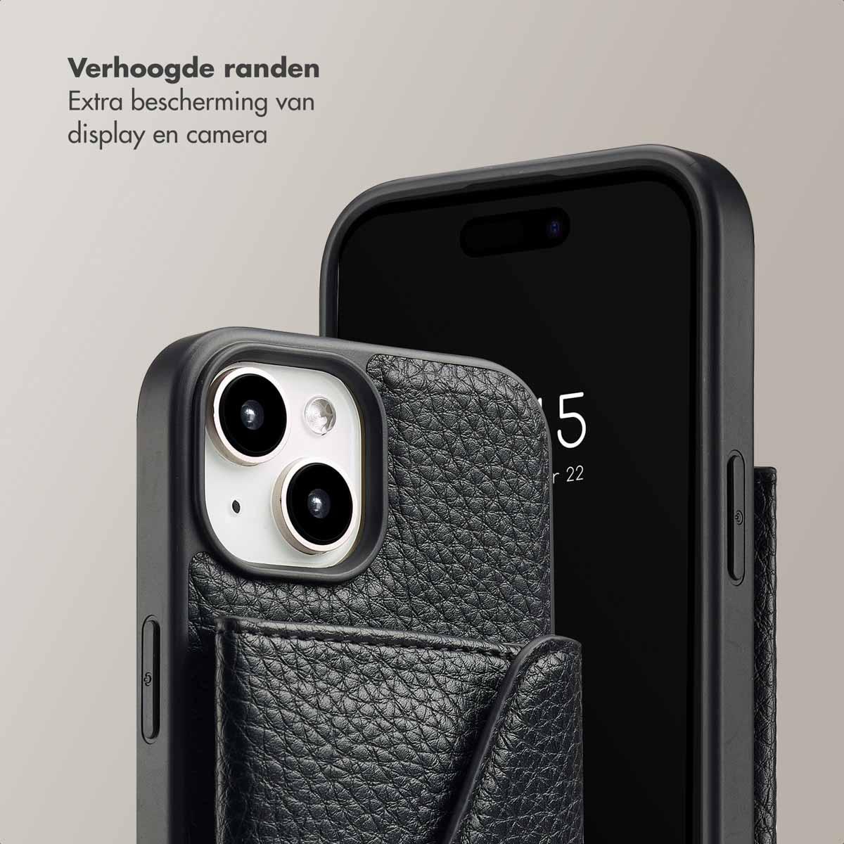 SELENCIA Sera Koordhoes met pashouder envelop geschikt voor iPhone 15 Phone case for Apple iPhone 15 Black