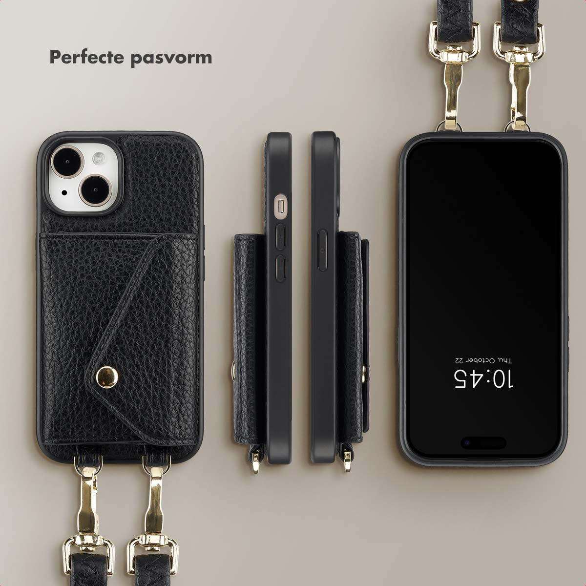 Suncase Custodia In Pelle Bovina Per IPhone X / XS - Fatta A Mano, Fodera In Velluto, Colore Nero