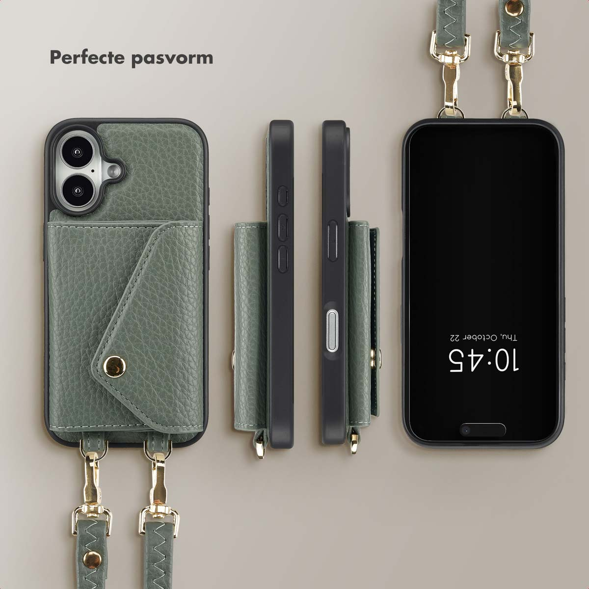 SELENCIA Coque avec lanière compatible avec iPhone 16 Étui de Téléphone voor Apple iPhone 16 Vert