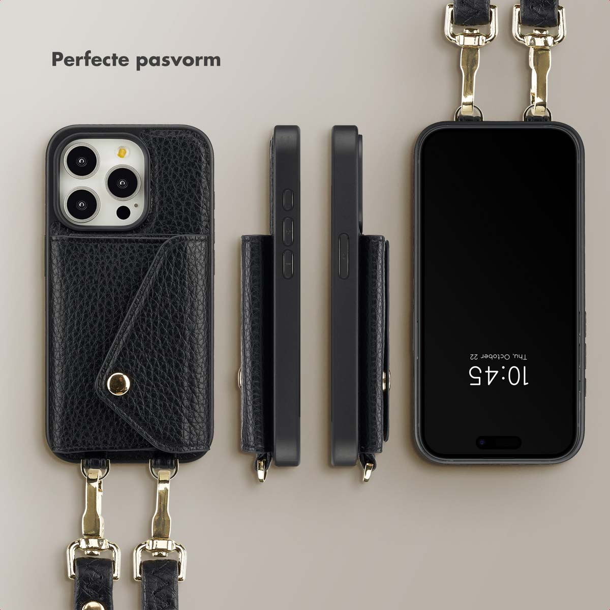 SELENCIA Coque avec lanière compatible avec iPhone 15 Pro Étui de Téléphone voor Apple iPhone 15 Pro Noir
