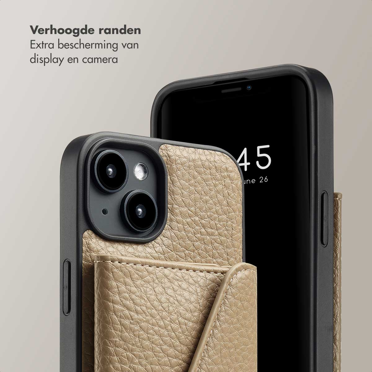 SELENCIA Coque avec lanière compatible avec iPhone 14 Étui de Téléphone voor Apple iPhone 14 Beige