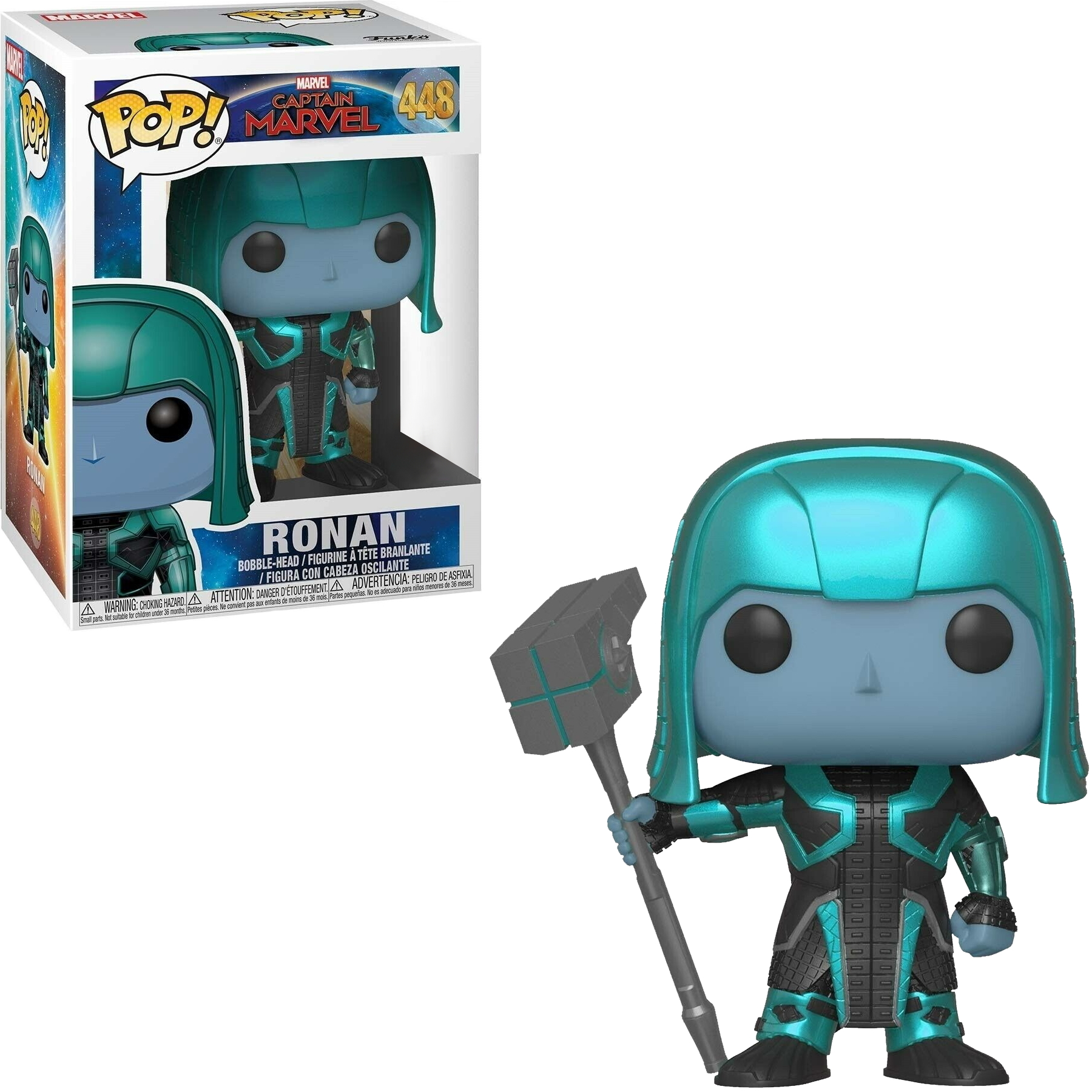 Ronan-Figur von Marvel, mit Hammer und Box.