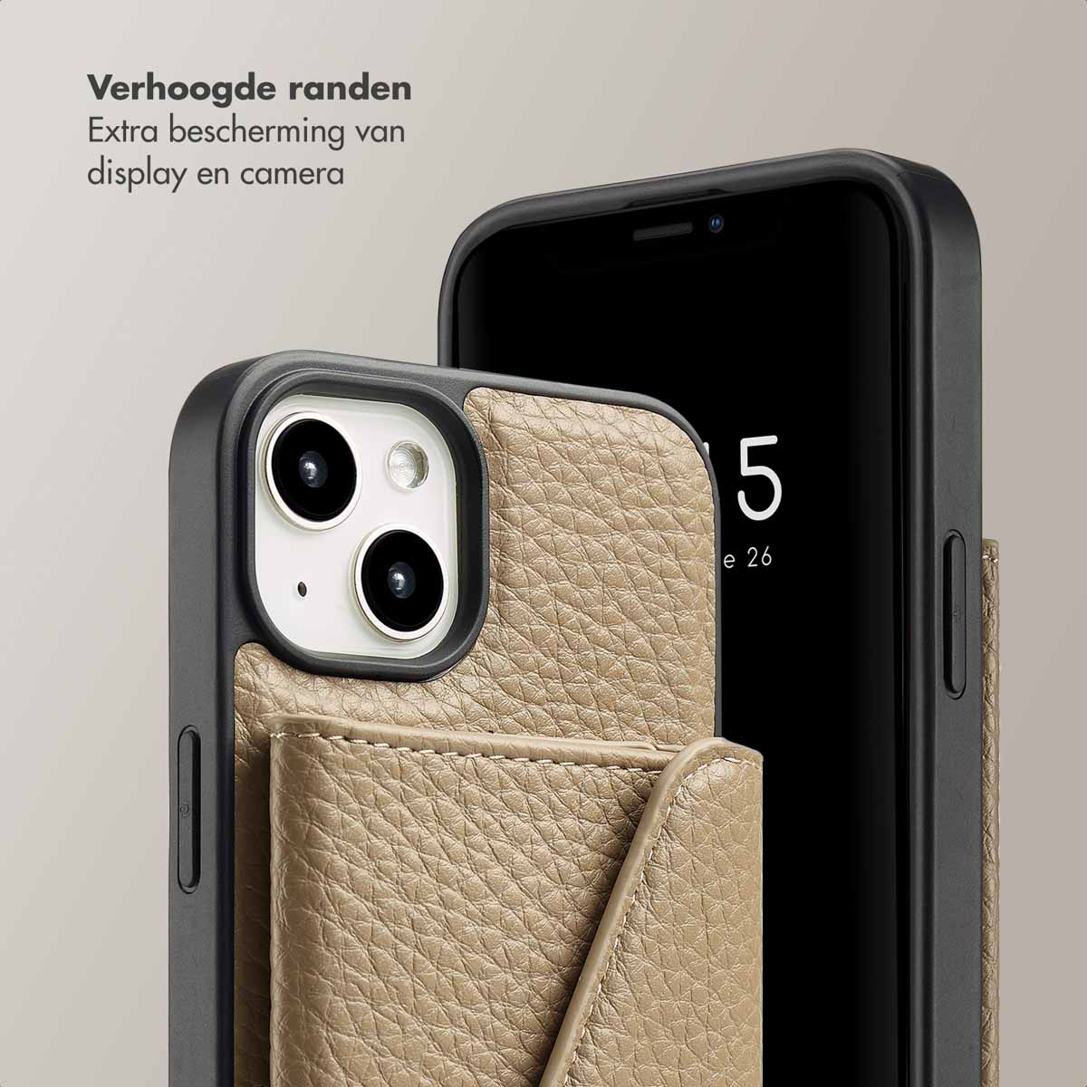 SELENCIA Coque avec lanière compatible avec iPhone 13/ iPhone 14 Étui de Téléphone voor Apple iPhone 13/ iPhone 14 Beige