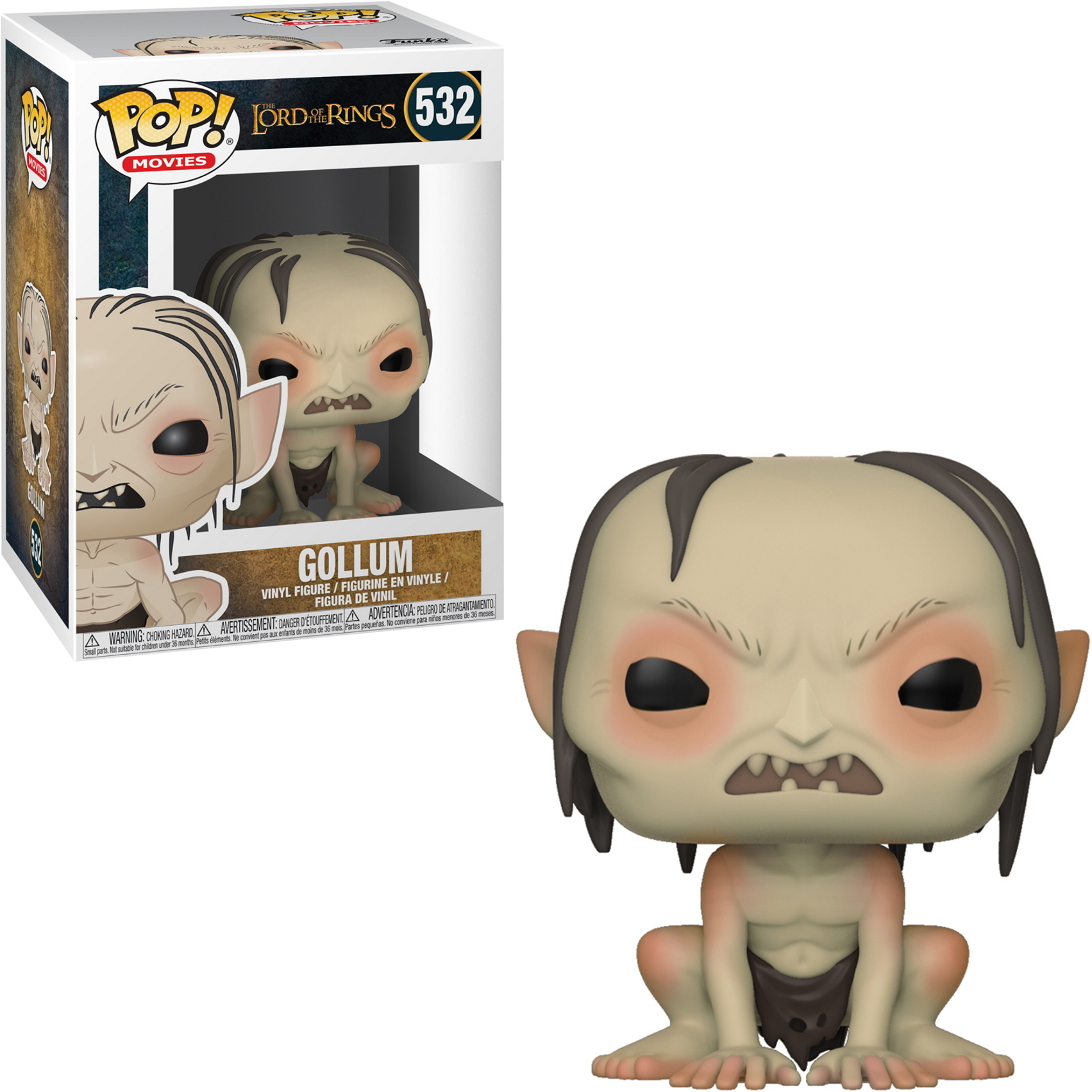 Figura de Gollum de la película El Señor de los Anillos, en una caja.