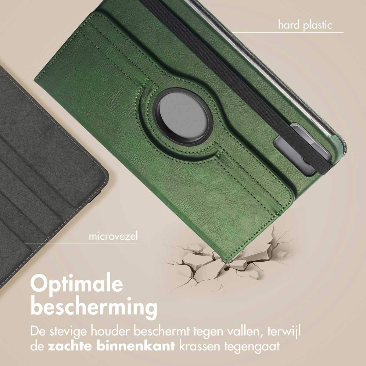 Green tablet case with hard plastic and soft inner micro-fiber.