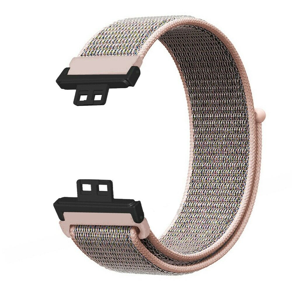 Armband, rosa und grauer Stoff, schwarze und rosa Anschlüsse.
