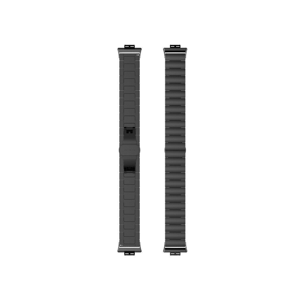 Zwei schwarze Metall-Uhrenarmbänder nebeneinander auf weißem Hintergrund.