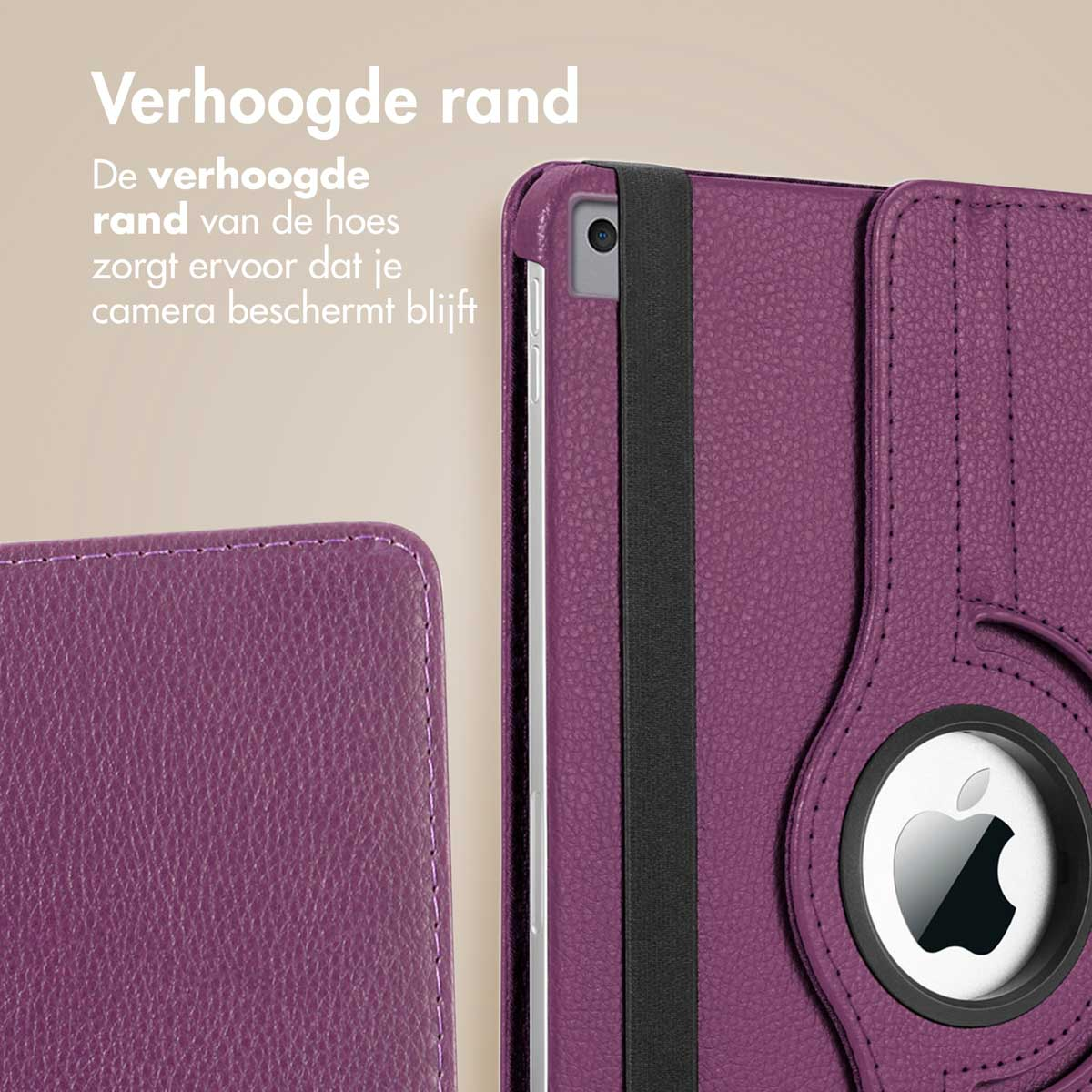 IMOSHION 360° Draaibare Bookcase geschikt voor iPad 8 / 9 /7 - 10.2 inch Protective case 10.2 in Purple