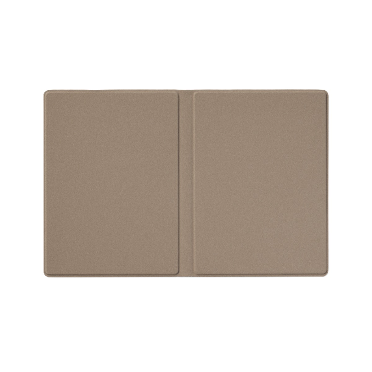 Cubierta de libro beige. Dos paneles rectangulares unidos.