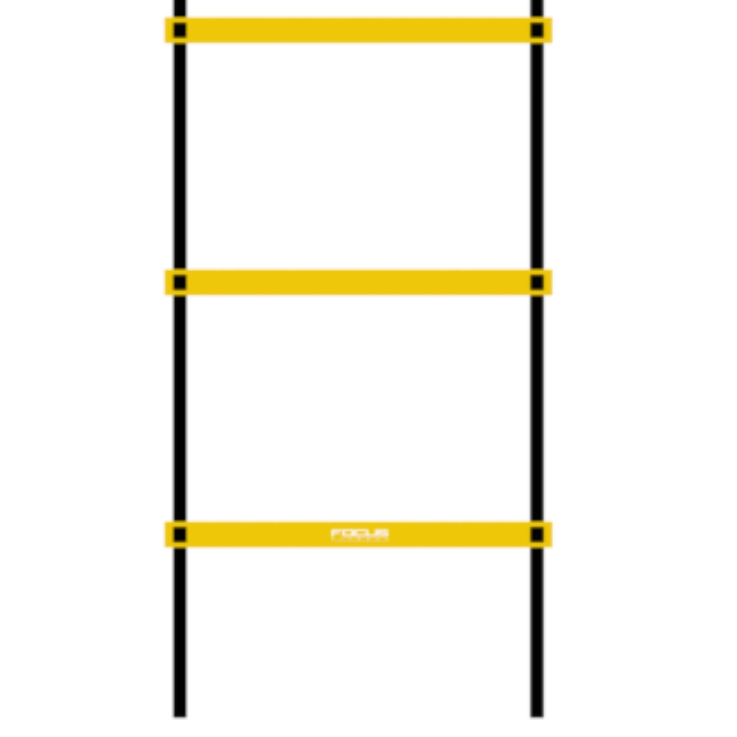 Een zwart-gele behendigheidsladder, een trainingstool om het voetenwerk te verbeteren.